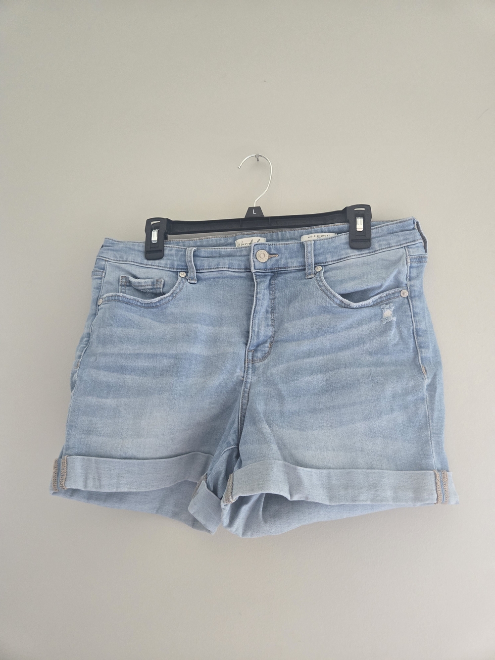 Wonderly Light Blue Rolled Hem Denim Shorts